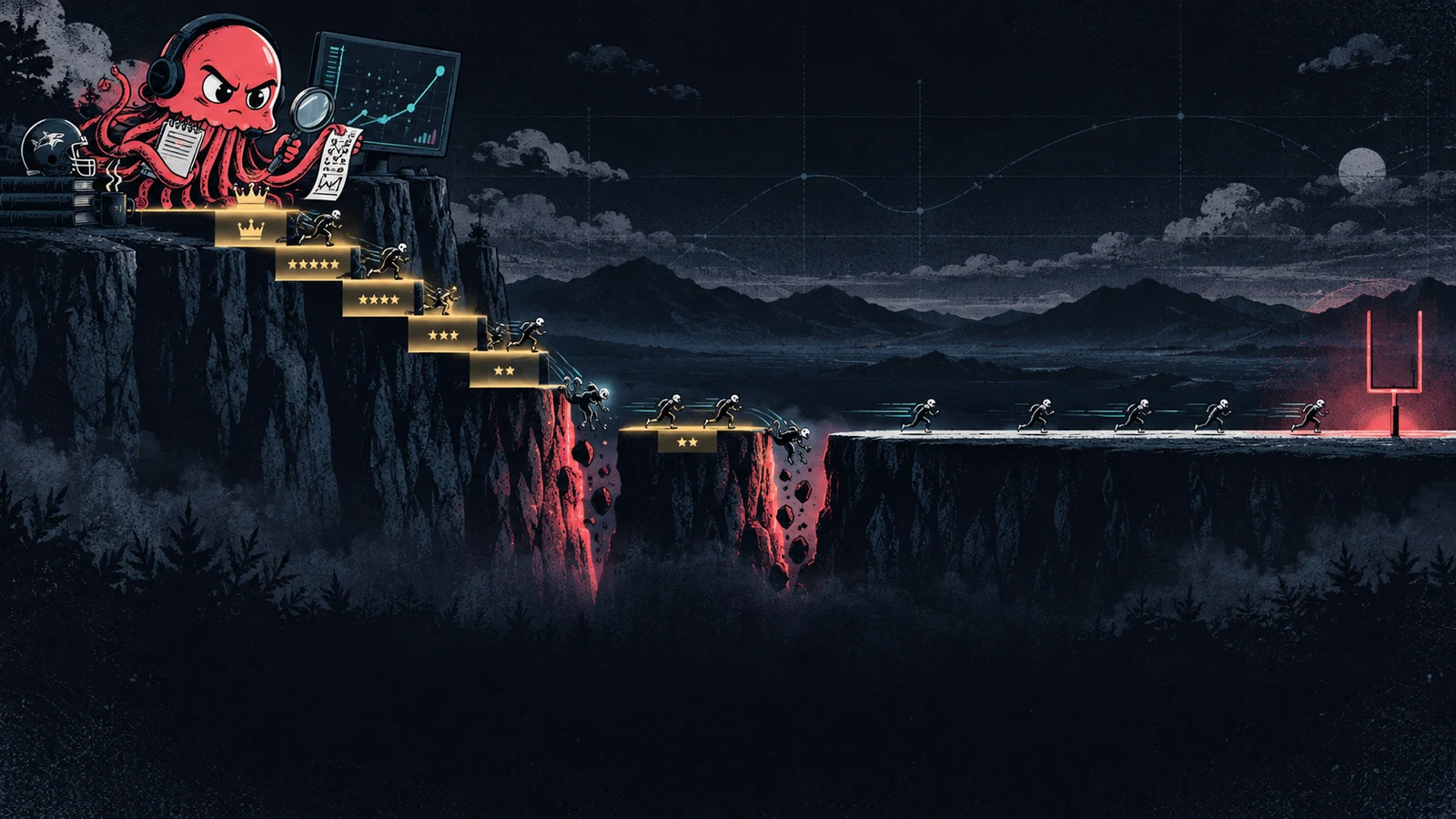 Week 1 by the numbers: the projection board's tiers, gaps and traps: jellyfish at work, cover art